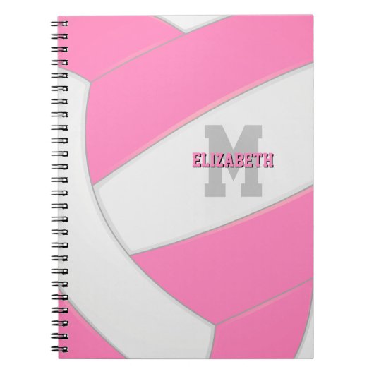 Carnet rose blanc personnalisé filles volley-ball (Devant)
