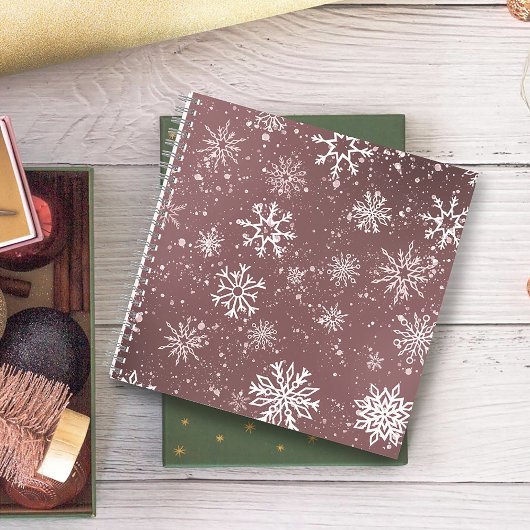 Carnet Rose blanc Snowflakes rose