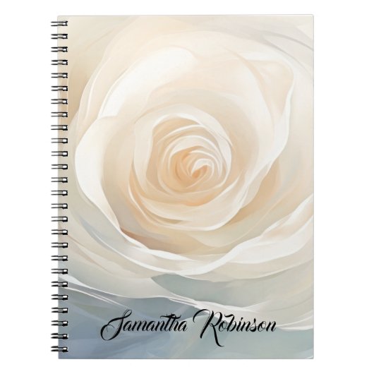 Carnet Rose blanche peinture abstraite (Devant)