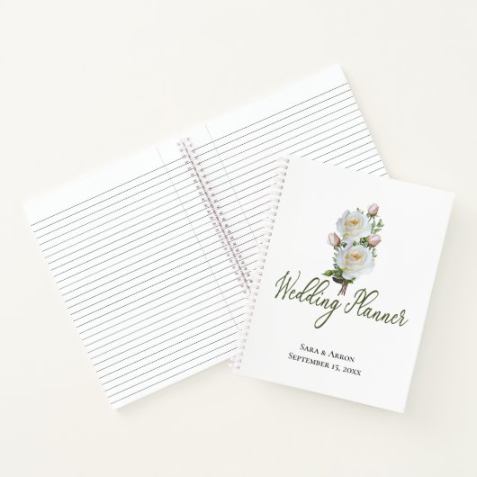 Carnet Rose blanche simple |avec devis | Wedding planner (Intérieur)