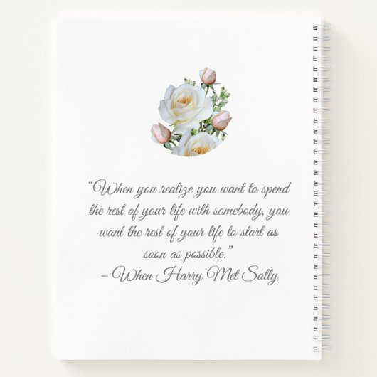 Carnet Rose blanche simple |avec devis | Wedding planner (Dos)