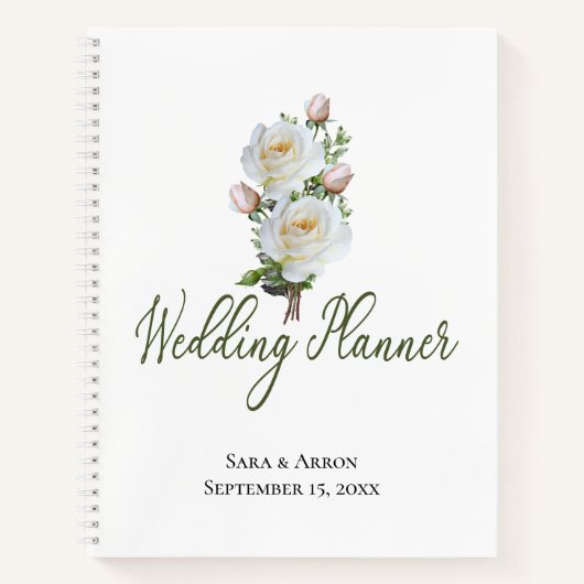 Carnet Rose blanche simple |avec devis | Wedding planner (Devant)