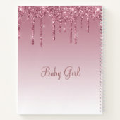 Carnet Rose Blush Parties scintillant bébé fille Script É (Dos)