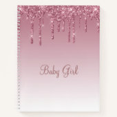 Carnet Rose Blush Parties scintillant bébé fille Script É (Devant)