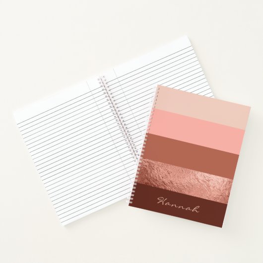 Carnet Rose Blush personnalisé Gold Wide Stripes Chic (Intérieur)
