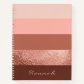 Carnet Rose Blush personnalisé Gold Wide Stripes Chic (Devant)