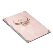 Carnet Rose Blush Rose Floral Cerf Bois Boho Chic (Côté Droit)