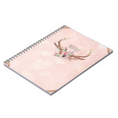 Carnet Rose Blush Rose Floral Cerf Bois Boho Chic (Côté gauche)