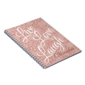 Carnet Rose Blush Script Live Love Laugh Parties scintill (Côté Droit)