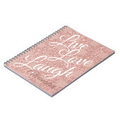 Carnet Rose Blush Script Live Love Laugh Parties scintill (Côté gauche)