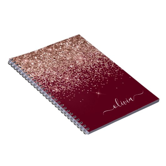 Carnet Rose Bourgogne Gold Blush Pink Parties scintillant (Côté Droit)