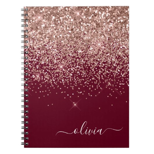 Carnet Rose Bourgogne Gold Blush Pink Parties scintillant (Devant)