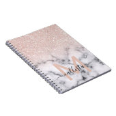 Carnet Rose brillant Parties scintillant or  Marbre Ombre (Côté Droit)