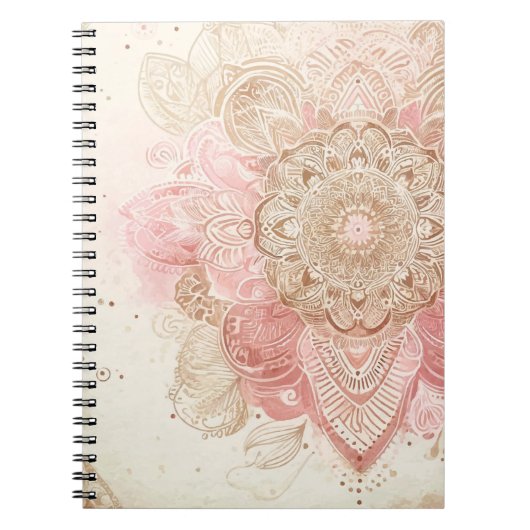 Carnet Rose Brun Crème Mandala Bohème Mode Bohème (Devant)