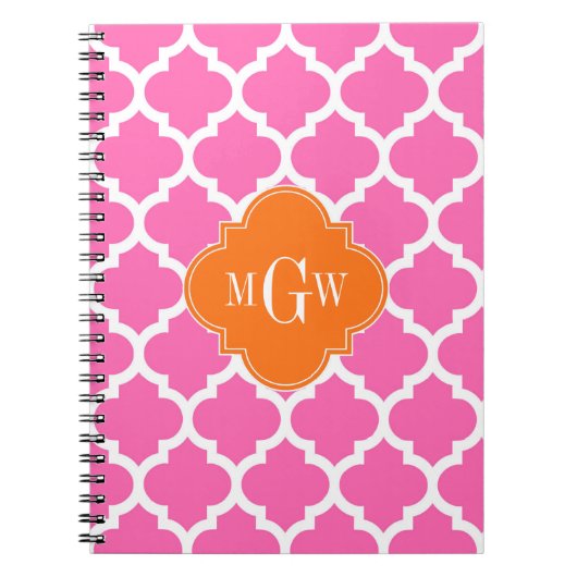 Carnet Rose chaud #2 Marocain #5 Citrouille 3 Monogramme (Devant)