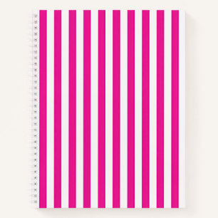 Carnet Rose Chaud et Rayures Verticales Blanches Minimali