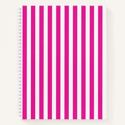 Carnet Rose Chaud et Rayures Verticales Blanches Minimali (Devant)