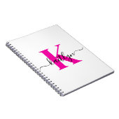 Carnet Rose Chaud Noir Nom Initial Monogrammé (Côté Droit)