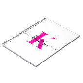 Carnet Rose Chaud Noir Nom Initial Monogrammé (Côté gauche)
