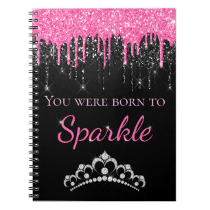 Carnet Rose Chaud Paillettes Faux Qui Dégoulinent Née pou