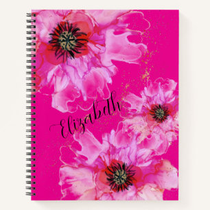 Carnet Rose Chaud Personnalisé Avec Fleurs Délicates