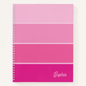 Carnet Rose chaud vif | Ombre Stripes avec script (Devant)