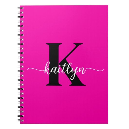 Carnet Rose Chaude Monogramme Noir (Devant)