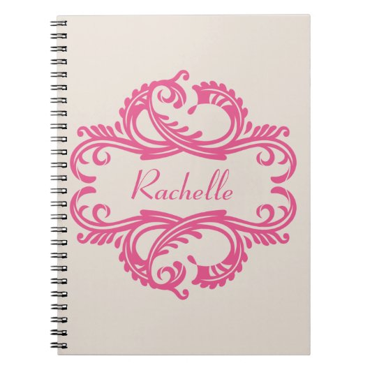 Carnet rose chic Damask (Devant)
