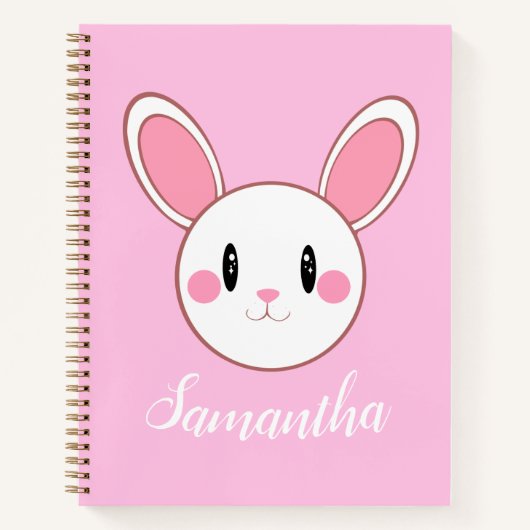 Carnet Rose Chic Moderne Cute Fluffé Lapin Lapin (Devant)