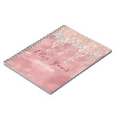 Carnet Rose chic noir argent goutte à goutte monogramme b (Côté gauche)