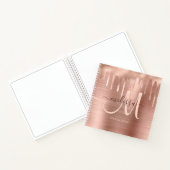 Carnet Rose Chic Or brossé Métal Blush Monogramme Croquis (Intérieur)