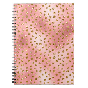 Carnet Rose Clair Ombré & Or Glam Paillettes Points Polka
