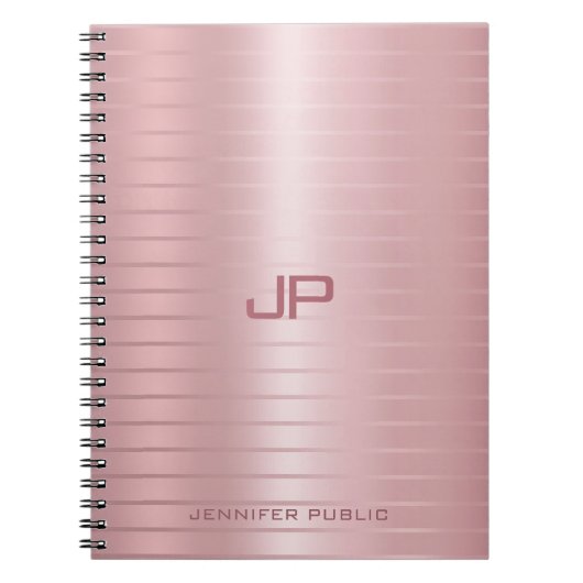 Carnet Rose classique élégant Modèle de monogramme or (Devant)