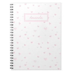 Carnet Rose Coeur Motif Fille Romantique Aquarelle