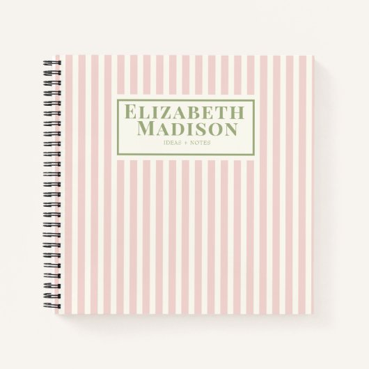 Carnet Rose Cute strié personnalisé (Devant)