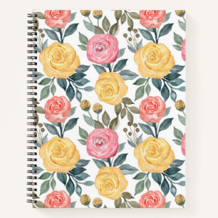 Carnet Rose d'aquarelle rose et jaune