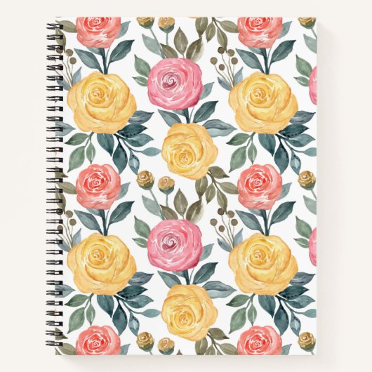 Carnet Rose d'aquarelle rose et jaune (Devant)