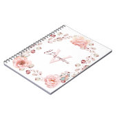 Carnet Rose d'aquarelle Wreath personnalisée | BLANCHE (Côté gauche)