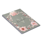 Carnet Rose d'aquarelle Wreath personnalisée | Vert sage (Côté Droit)