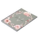 Carnet Rose d'aquarelle Wreath personnalisée | Vert sage (Côté gauche)
