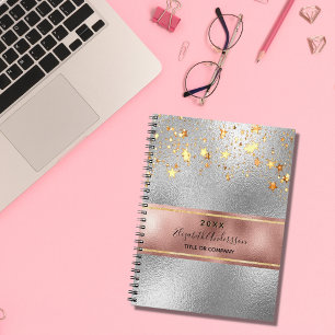 Carnet Rose d'argent or étoile métallique affaires