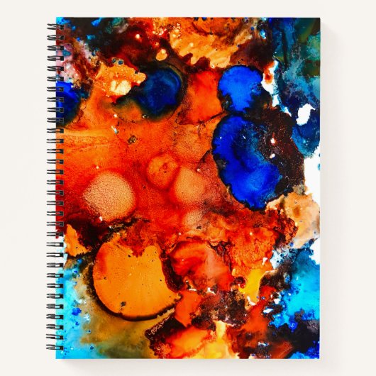 Carnet Rose d'art abstrait orange rouille (Devant)