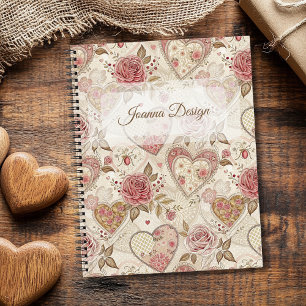 Carnet Rose de Bourgogne en ivoire vintage personnalisée