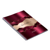 Carnet Rose de Bourgogne or agate marbre nom script (Côté Droit)