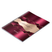 Carnet Rose de Bourgogne or agate marbre nom script (Côté gauche)