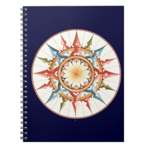 Carnet rose de boussole - mandala