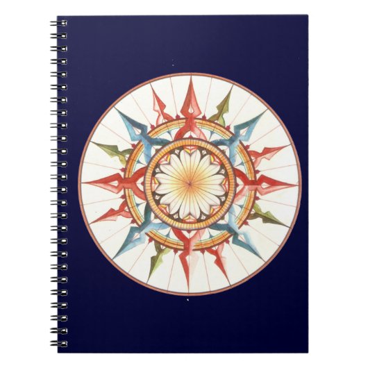 Carnet rose de boussole - mandala (Devant)