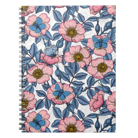 Carnet Rose de chien et papillons (Devant)