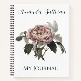 Carnet Rose de chou rose dessinée à la main (PERSONNALISE