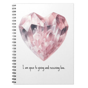 Carnet Rose de Coeur rose Quartz Crystal Love Spell Magie